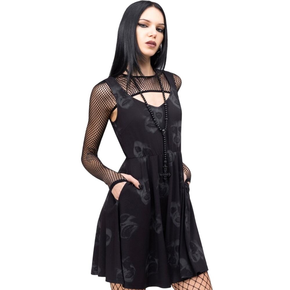 KILLSTAR x The Exorcist Pazuzu Skater Black Dress S Horror Halloween Pockets NWT